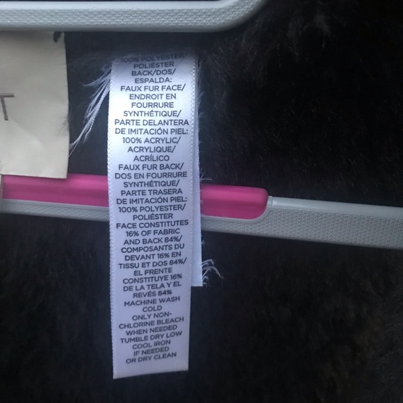 🦉NWOT Ann Taylor Loft Faux Fur Suade Black Vest Sz L - Picture 4 of 7